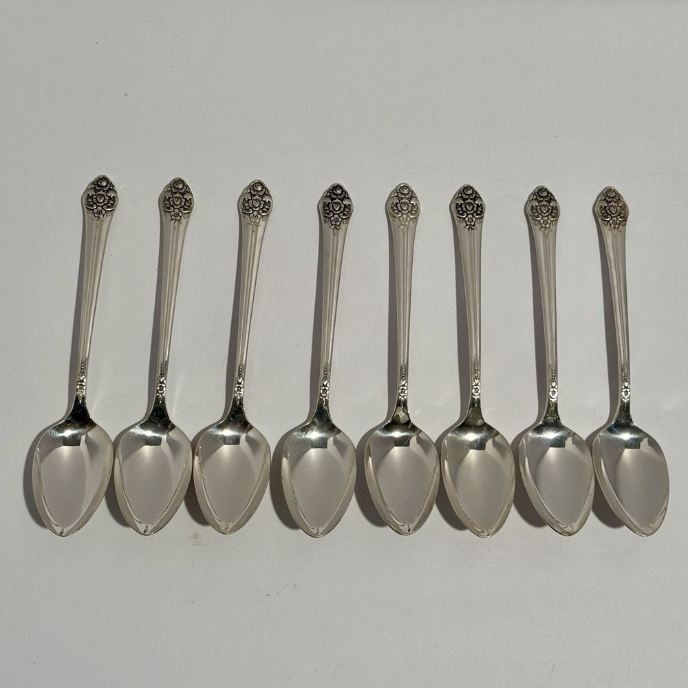1881 Rogers Oneida Plantation 1948‎ Silverplate Teaspoons Set of 8 Flatware